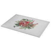 モダンなヴィンテージの休日のポインセチアの花柄 カッティングボード (角)