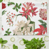 モダンなヴィンテージの休日の花柄 キッチンタオル (折り畳み)