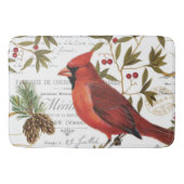 モダンなヴィンテージの冬の森林（鳥）ショウジョウコウカンチョウ バスマット (正面)