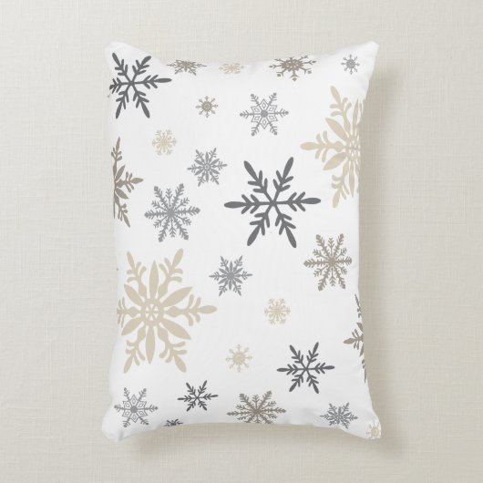 モダンなヴィンテージの冬の雪片 アクセントクッション (正面(垂直))