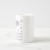 モダンなヴィンテージの冬の雪片 ボーンチャイナマグカップ (正面)