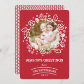 モダンなヴィンテージの季節の挨拶の写真カード|赤 シーズンカード (正面/裏面)