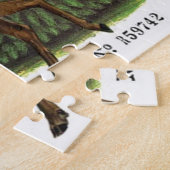 モダンなヴィンテージの森林冬のシカ ジグソーパズル (側面)