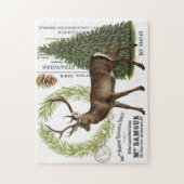 モダンなヴィンテージの森林冬のシカ ジグソーパズル (縦)