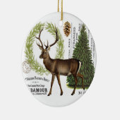 モダンなヴィンテージの森林冬のシカ セラミックオーナメント (右)