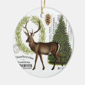モダンなヴィンテージの森林冬のシカ セラミックオーナメント (左)