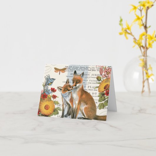 モダンなヴィンテージの森林孤 カード (黄色い花)