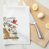 モダンなヴィンテージの森林孤 キッチンタオル (四つ折り)