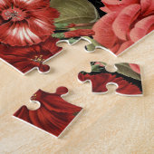 モダンなヴィンテージの植物のピンクの花 ジグソーパズル (側面)