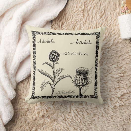 モダンなヴィンテージの植物の植物のイラストレーション クッション (ブランケット)