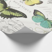 モダンなヴィンテージの植物のbutterfiles ラッピングペーパー (角)