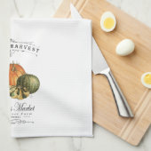 モダンなヴィンテージの秋のひょうたんおよびカボチャ キッチンタオル (四つ折り)