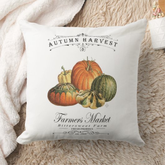 モダンなヴィンテージの秋のひょうたんおよびカボチャ クッション (ブランケット)