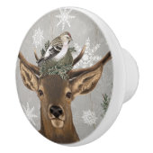 モダンなヴィンテージの素朴な冬のシカ セラミックノブ (右)