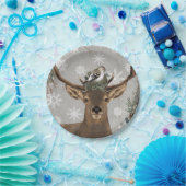 モダンなヴィンテージの素朴な冬のシカ ペーパープレート (パーティー)