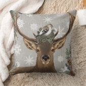 モダンなヴィンテージの素朴な森林冬のシカ クッション (ブランケット)