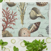 モダンなヴィンテージの貝殻 キッチンタオル (折り畳み)