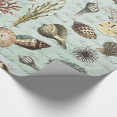 モダンなヴィンテージの貝殻 ラッピングペーパー (角)