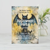 モダンなヴィンテージバットゴシックハロウィンパーティ 招待状 (スタンド正面)