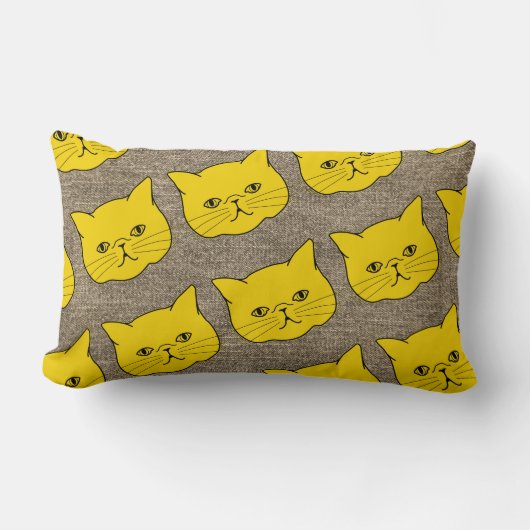 モダンなヴィンテージ素朴でエキゾチックな猫の製材枕 ランバークッション (正面)