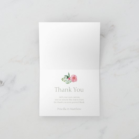 モダンなヴィンテージ、花のサンキューカード サンキューカード (内部)