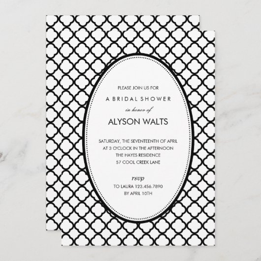 モダンな一般パーティー招待状(ブラック) 招待状 (正面/裏面)