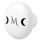 モダンな三日月模様の白と黒のモノグラム セラミックノブ (右)