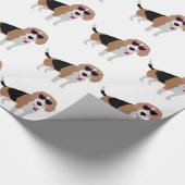 モダンな三色のビーグル犬犬 ラッピングペーパー (角)