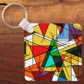 モダンな三角のカラフルな幾何学模様 キーホルダー (正面)
