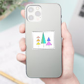 モダンな三角形の木々 シンプルな虹色のデザイン シール (スマートフォン)