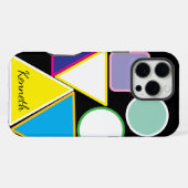 モダンな三角形の鮮やかな幾何学模様の iPhoneケース (裏面横)