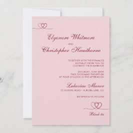 モダンな上品さが漂うミックス&マッチの結婚式 ピンク&レッド 招待状