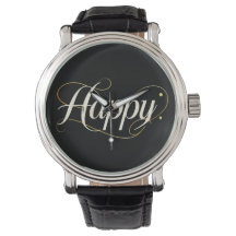 モダンな上品ゴールドのHappyタイポグラフィ - 洗練されたデザイン