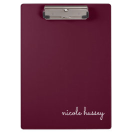 モダンな上品モノグラム Burgundy Script クリップボード