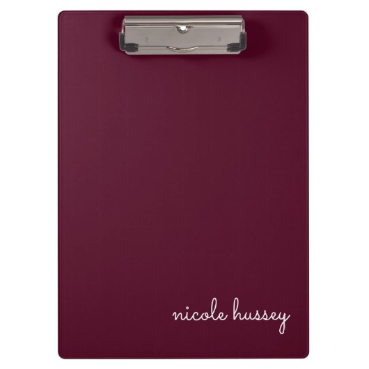 モダンな上品モノグラム Burgundy Script クリップボード (正面)
