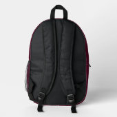 モダンな上品モノグラム Burgundy Script プリントバックパック (裏面)