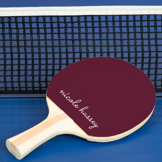 モダンな上品モノグラム Burgundy Script 卓球ラケット (インサイチュ)
