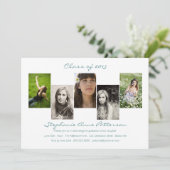 モダンな上品5の写真の卒業の発表|のティール（緑がかった色） 招待状 (スタンド正面)