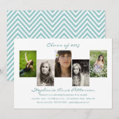 モダンな上品5の写真の卒業の発表|のティール（緑がかった色） 招待状 (正面/裏面)