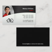 モダンな不動産の名刺|の不動産仲介業者の黒 名刺 (正面/裏面)