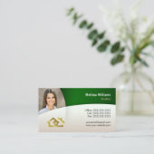 モダンな不動産の名刺|の緑金ゴールド 名刺 (スタンド正面)