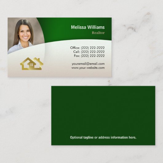 モダンな不動産の名刺|の緑金ゴールド 名刺 (正面/裏面)