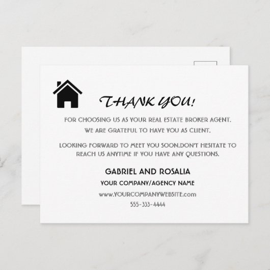 モダンな不動産ブローカー・エージェント顧客感謝 ポストカード (正面/裏面)