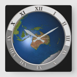 モダンな世界地図ウォールクロック スクエア壁時計