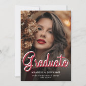 モダンな両面写真卒業発表カード 案内状 (正面)