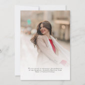 モダンな両面写真卒業発表カード 案内状 (裏面)