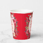 モダンな中華風結婚式 赤い円形の花輪 紙コップ (右)