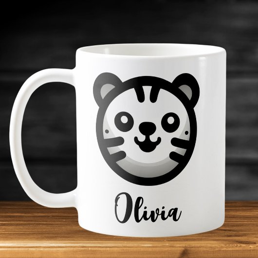 モダンな丸いかわいい子猫の顔 コーヒーマグカップ