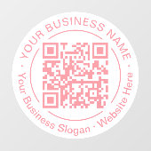 モダンな丸型QRコードビジネス名 ピーチピンク ウィンドウサイン (シート)