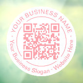 モダンな丸型QRコード ビジネス名 ピーチピンク ウィンドウサイン (シート3)